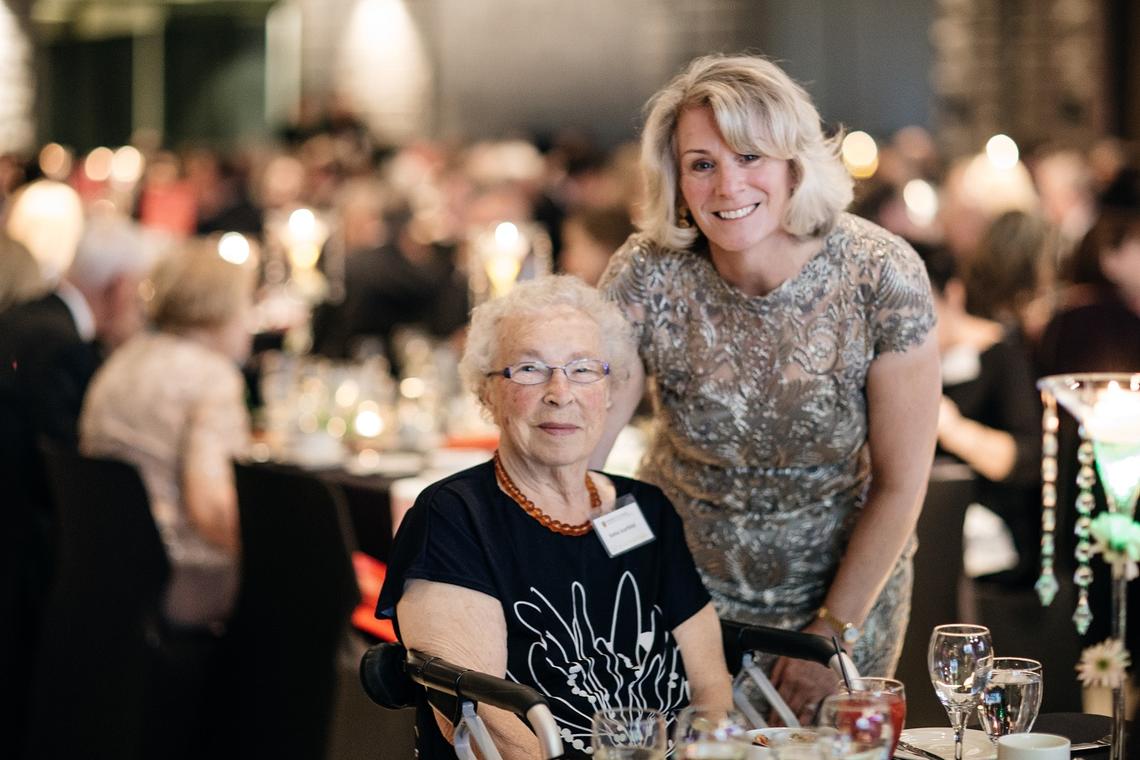 Sonia Scurfield, left, with University of Calgary President Elizabeth Cannon.