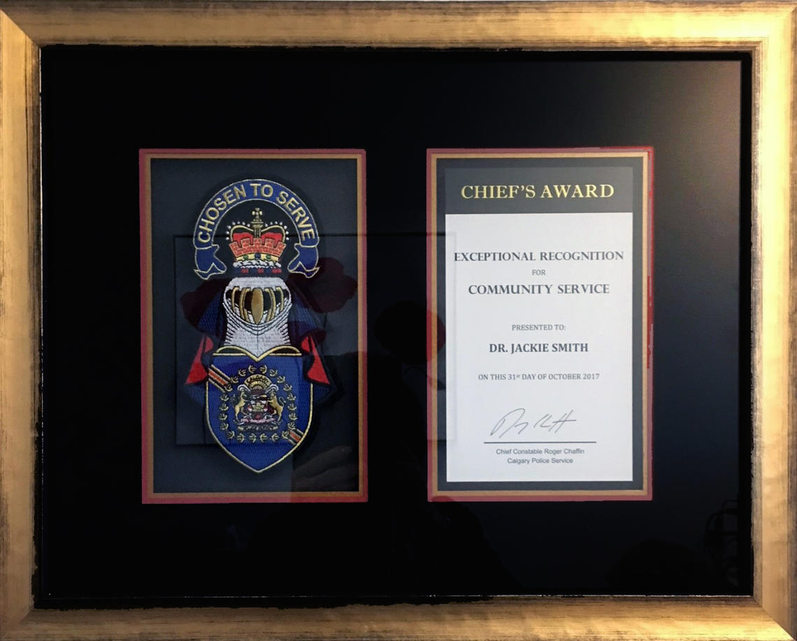 All citizens honoured with a Chief’s Award are presented with the Award of Exceptional Recognition, which recognizes an outstanding act of courage or the rendering of valuable assistance to the Calgary Police Services in the preservation of law and order.