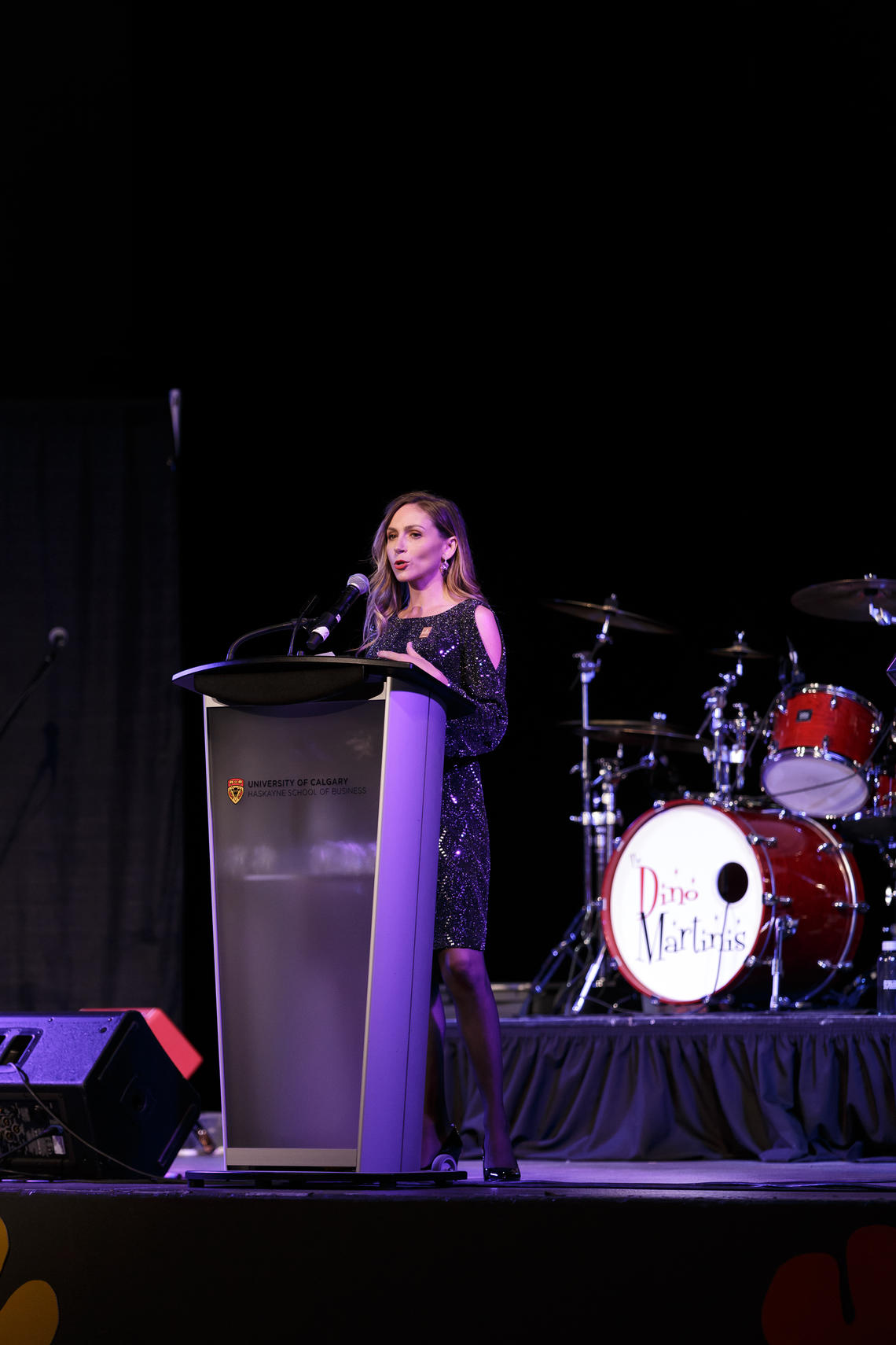 Alumna Breanne Everett speaks at the Haskayne's 50th event.