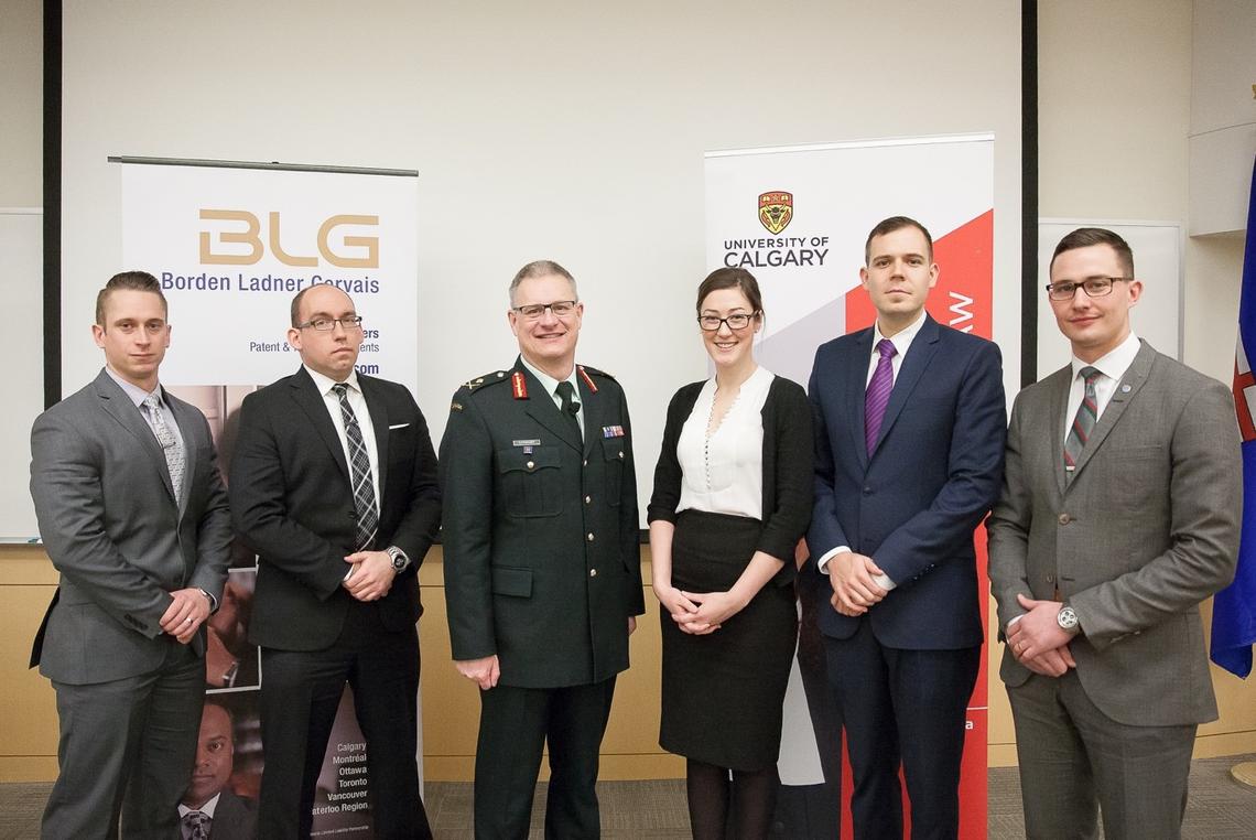 With military members and veterans of the law school and Major-General Cathcart in 2015.