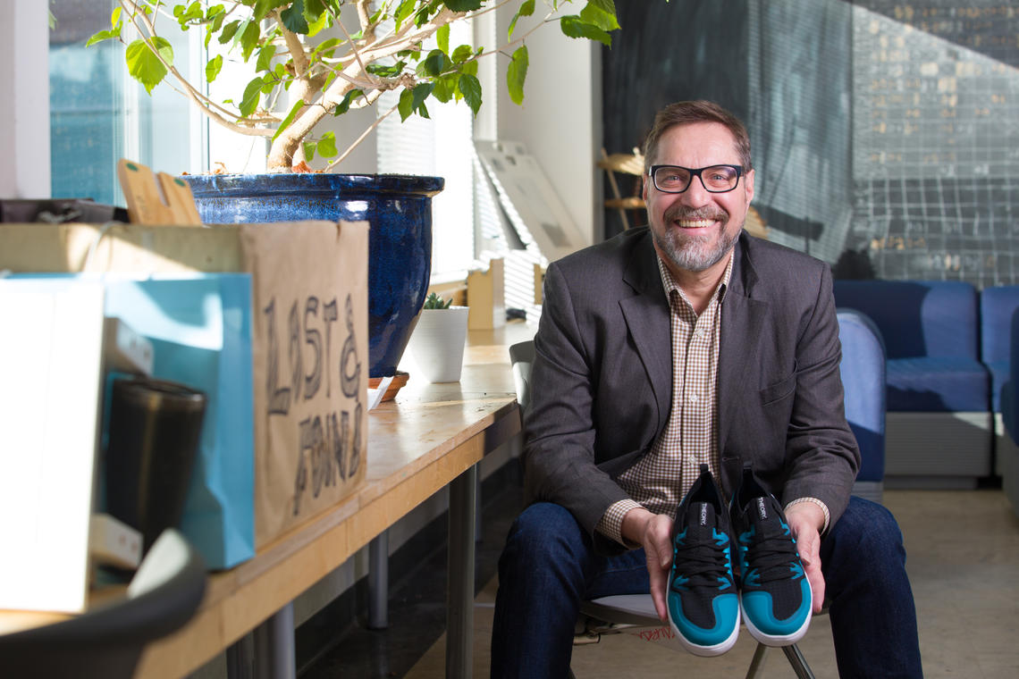 SAPL prof Barry Wylant oversaw master's student Kristine Vodone's thesis, the wakeskate shoes project.