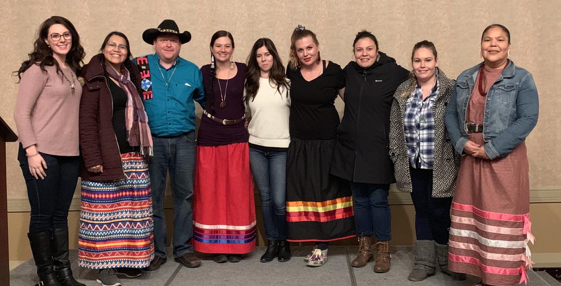 Karlee Fellner, fourth from left, associate professor in the Werklund School of Education, and her collaborators from the Siksikaitsitapi were awarded a SSHRC Indigenous Research Capacity and Reconciliation — Connection Grant.