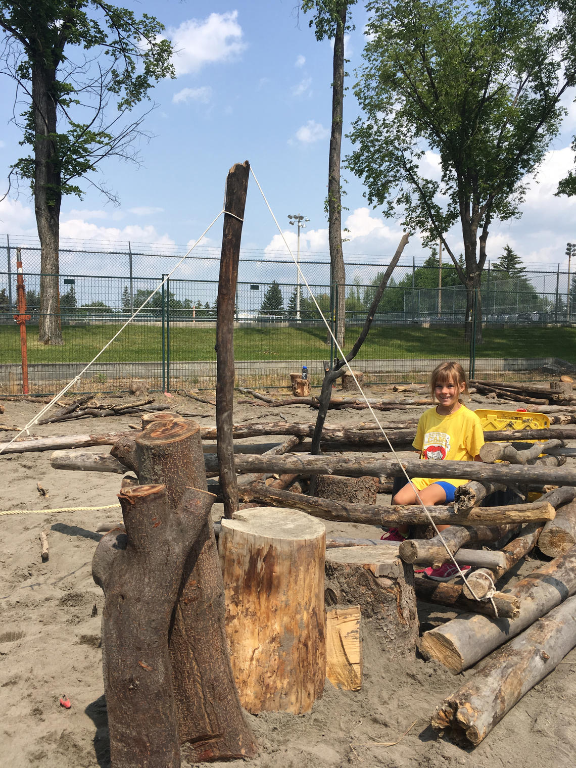 A large variety of building materials are available for summer campers to use their imaginations and interact with nature.