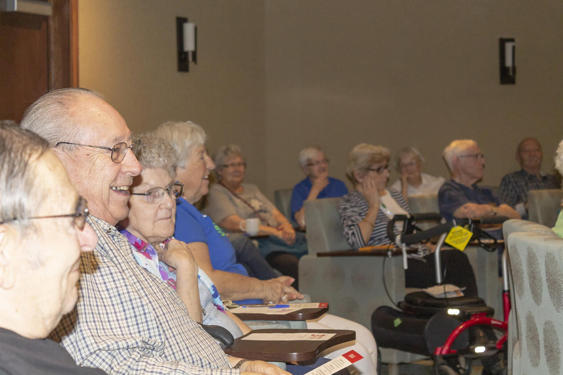 Residents of the Rocky Ridge Retirement Community enjoyed hearing graduate students speak.