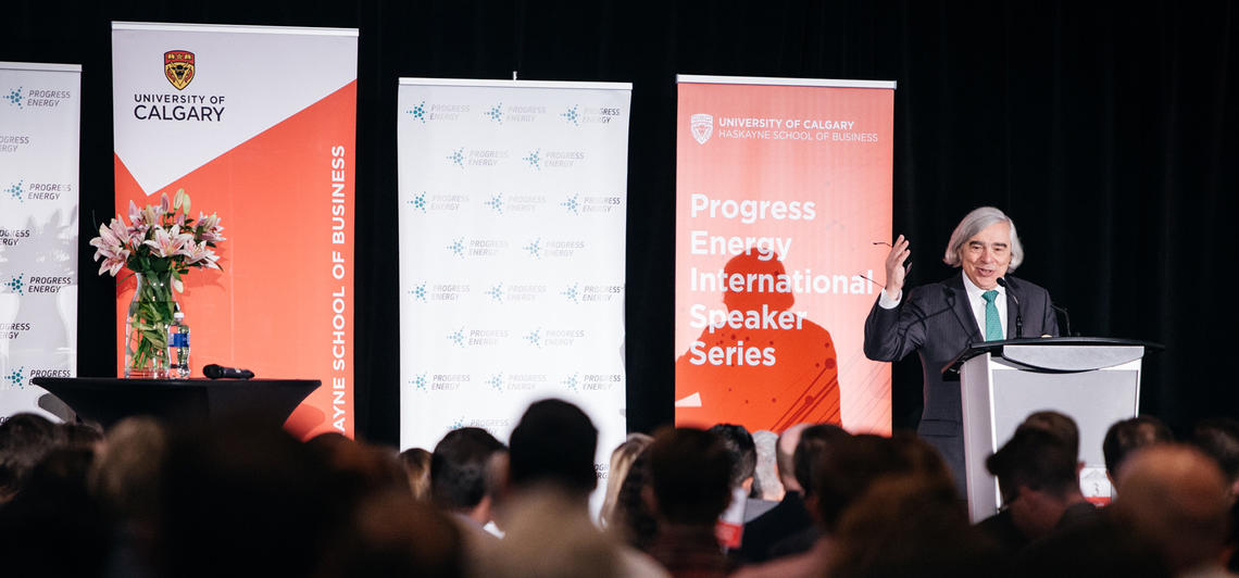 Former U.S. Secretary of Energy Ernest Moniz spoke in Calgary about energy security, climate change and the need for innovation in the energy industry.