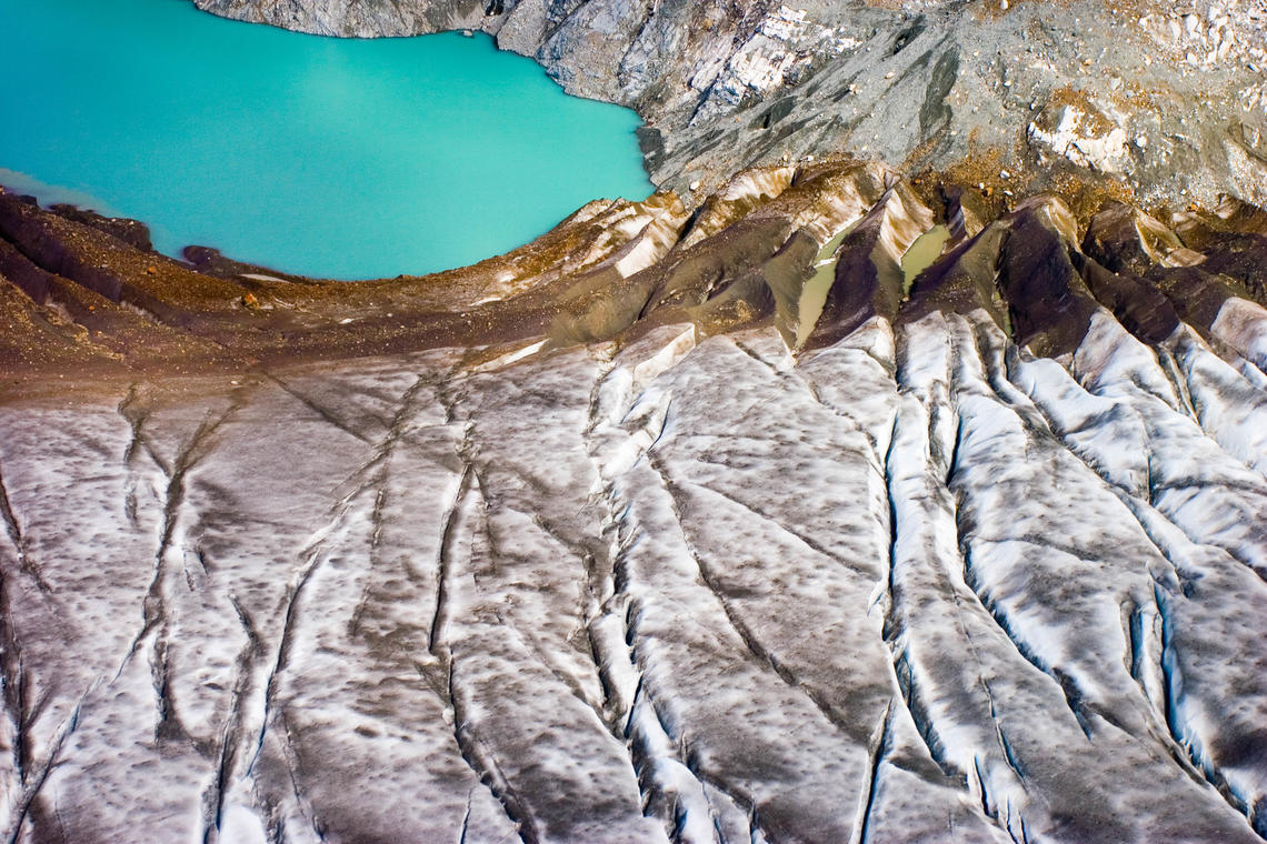 A supraglacial (on top of the glacier) lake on Brady Glacier, Glacier Bay National Park, Alaska.