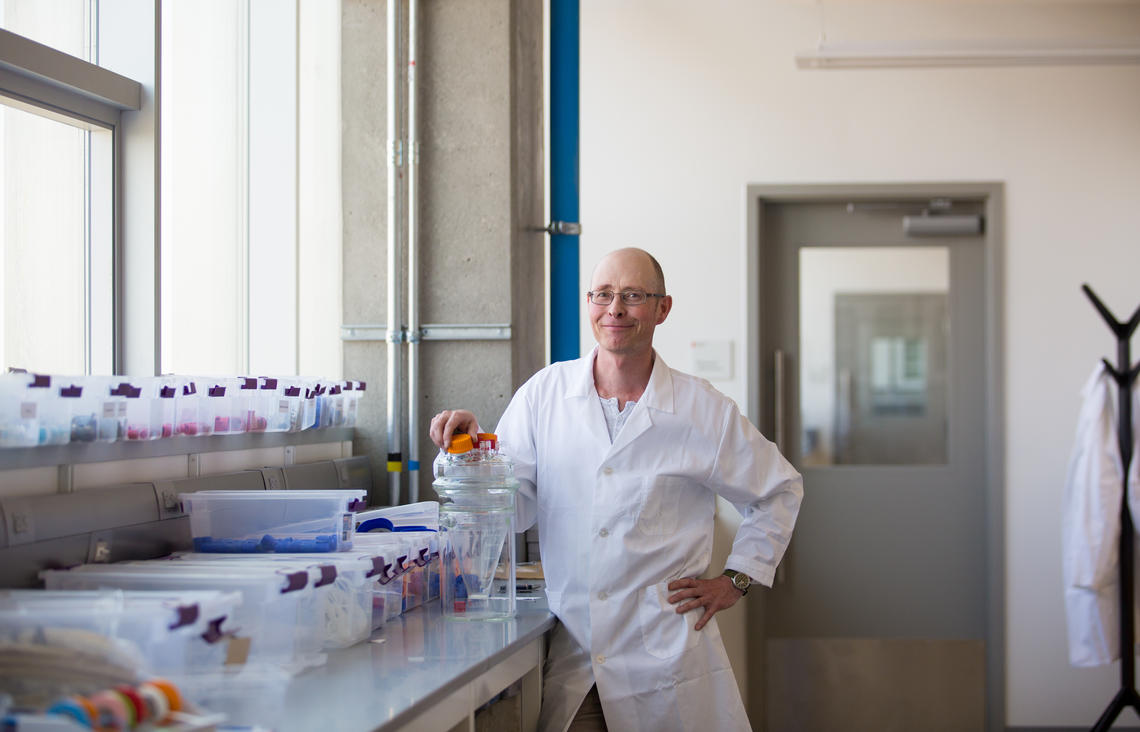 Dr. Marc Strous in the Energy Bioengineering lab in EEEL.