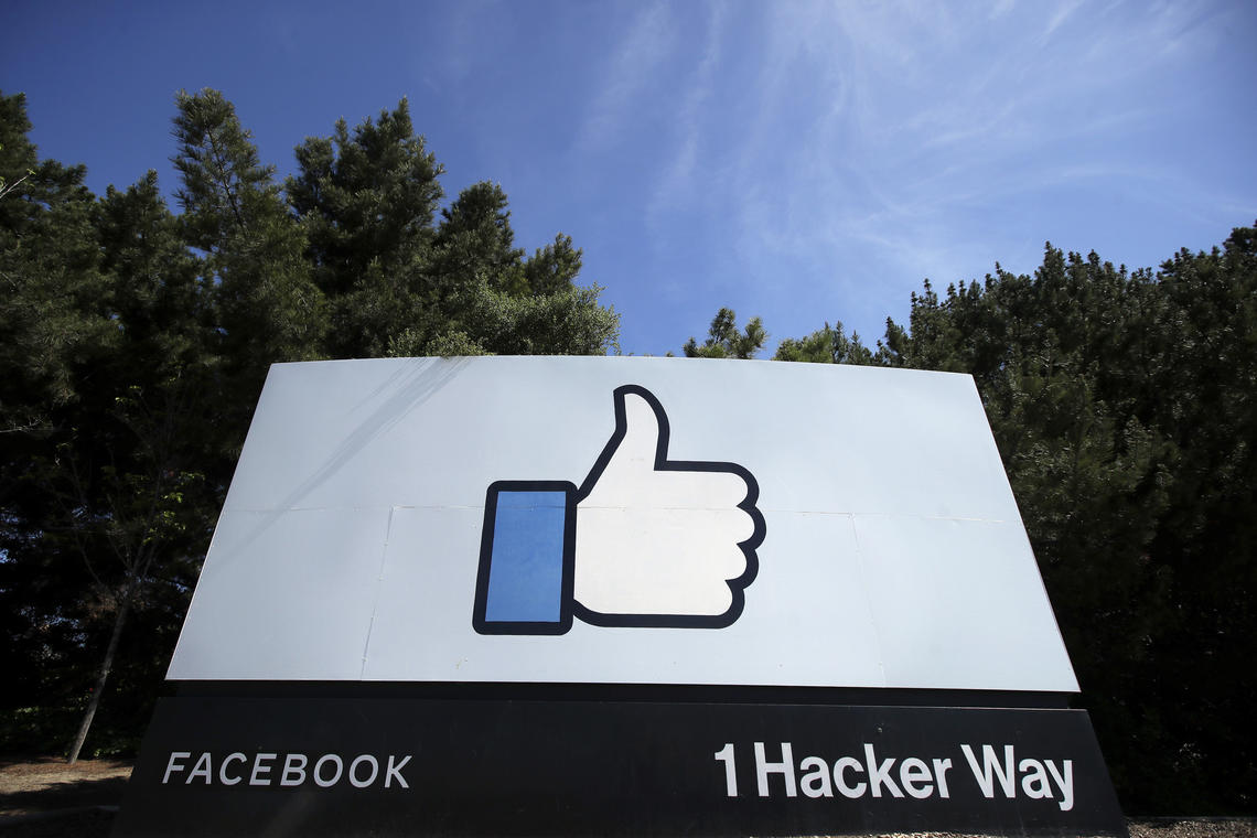 ‘I studied at Facebook?’ Facebook sign shown at company headquarters Menlo Park, Cali.
