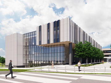 Rendering of exterior of south east of Mathison Hall