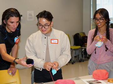 Students doing Pom-pom making