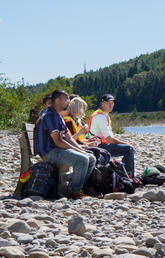 University of Calgary students from the Department of Geoscience study the geological effect of the Alberta floods at the 2013 geophysics field school. The data collected helps researchers understand the history of flooding in Calgary and changes in the Bow River over time.