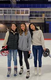 Law students Ana Cherniak-Kennedy, Aisha Tung and Nesta Chan at the Olympic Oval