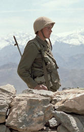 A Soviet soldier on guard in Afghanistan in 1988. 
