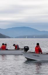 Students on Cope boats at the Bamfield Marine Sciences Centre