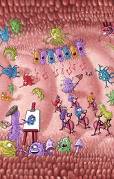 Cartoon Drawing of Microbiome