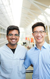 Mehul Gupta (left) and Eddie Guo created an AI program to help medical students talk to patients.