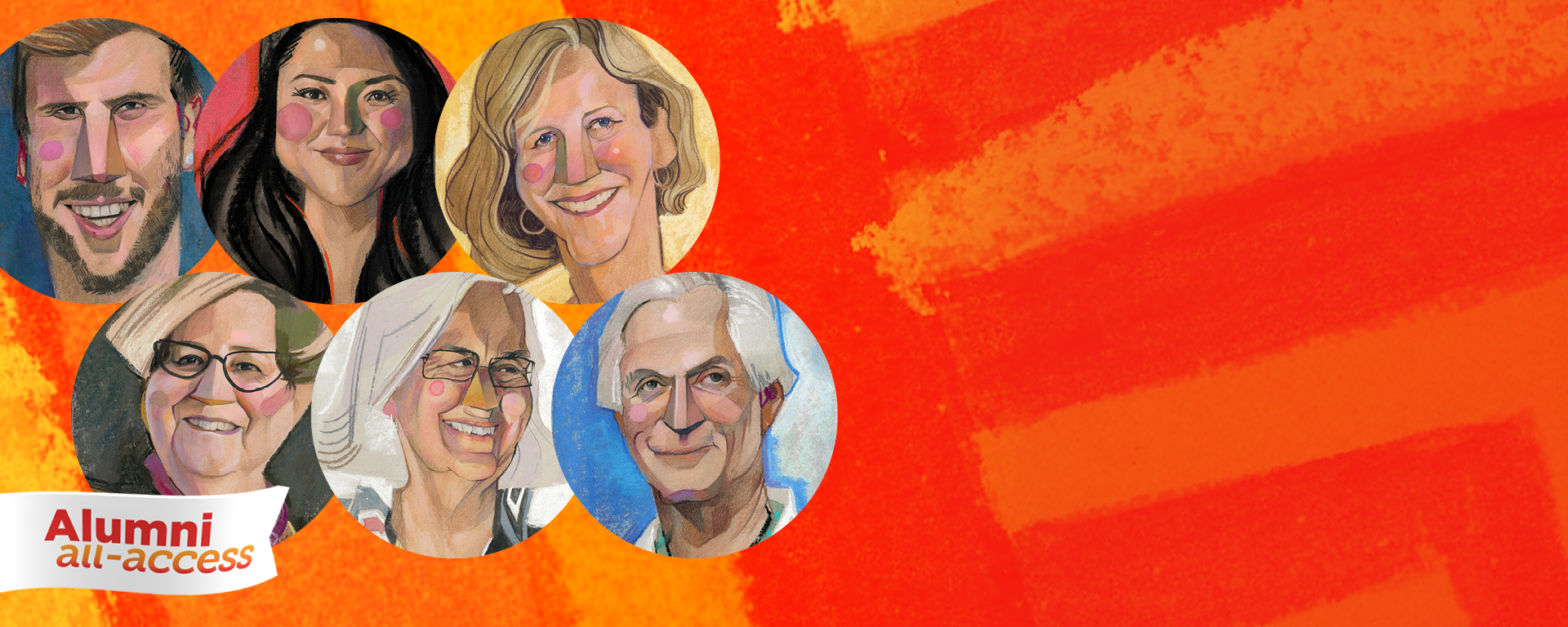 2021 Arch Award winner illustrations with an orange background 