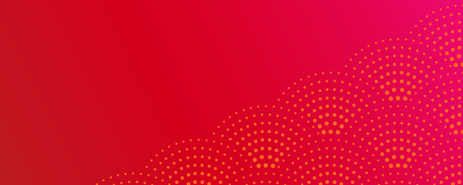 A red and pink banner with yellow dots creating various circles