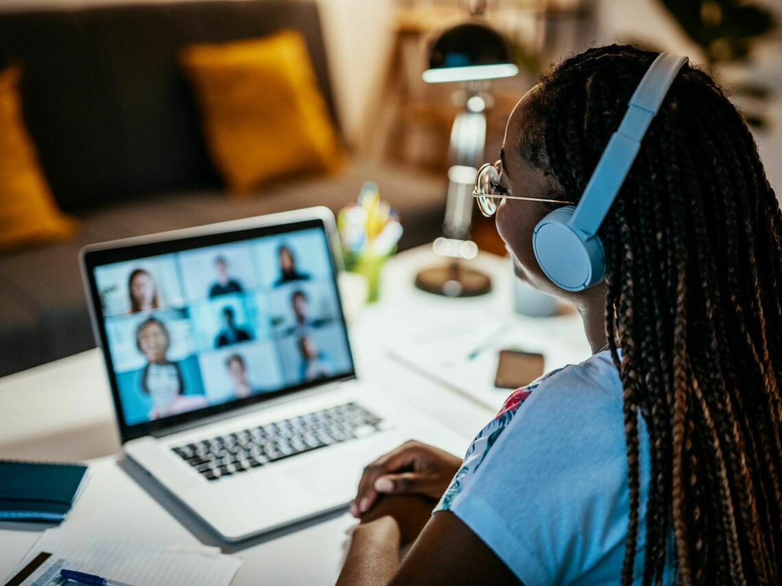 Person attending an online meeting