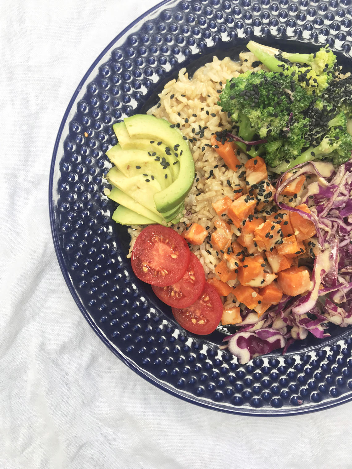 Broccoli Bowl with Tahini Garlic Dressing