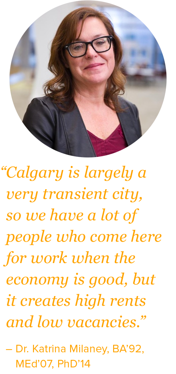 "Calgary is largely a very transient city, so we have a lot of people who come here for work when the economy is good, but it creates high rents and low vacancies.”