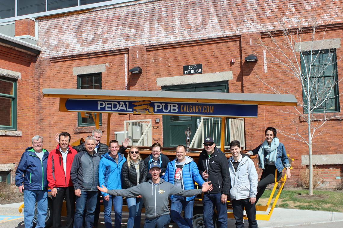 John Reid in front of his Pedal Pub