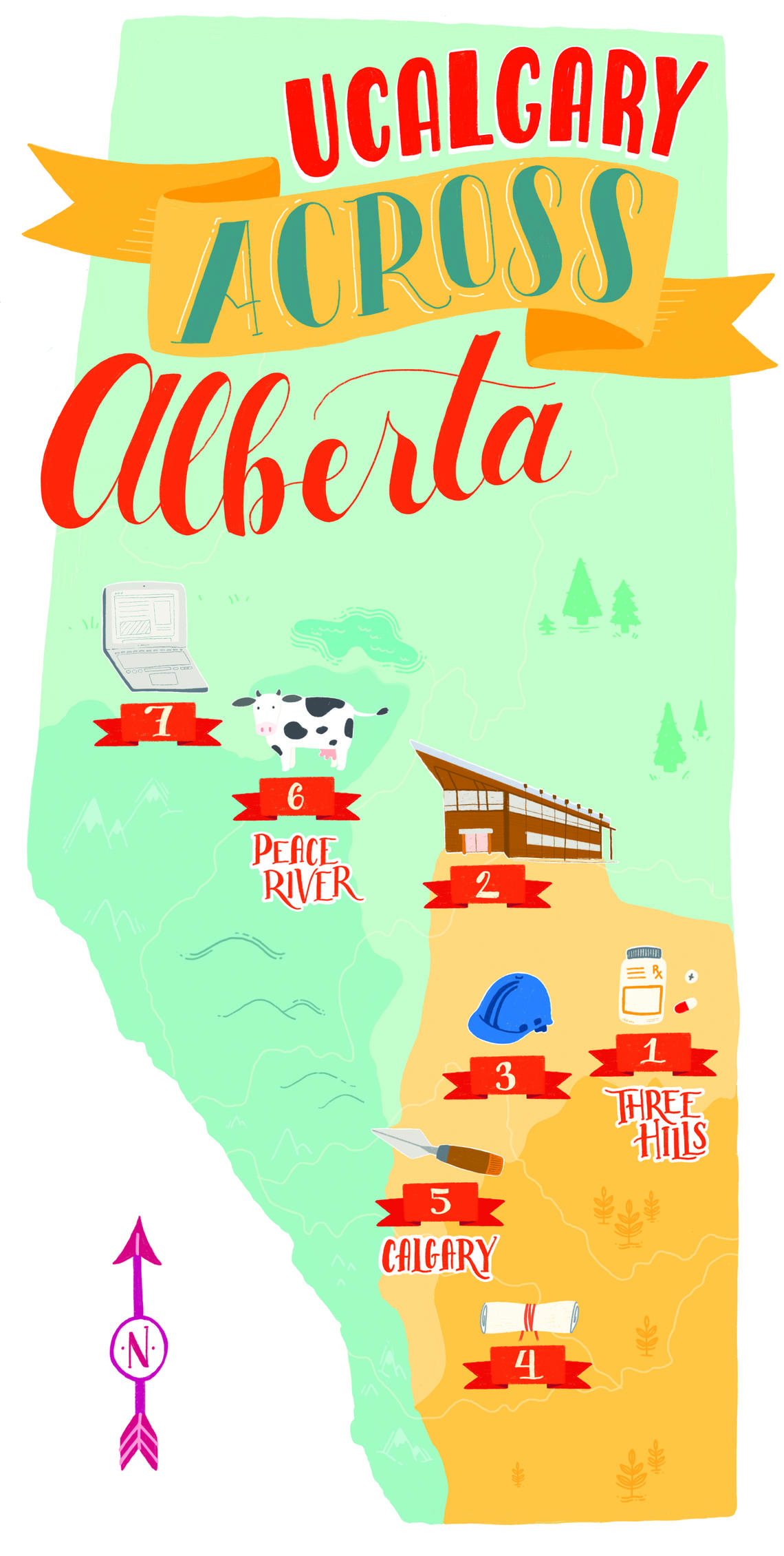 Dropping In Illustrated map of Alberta