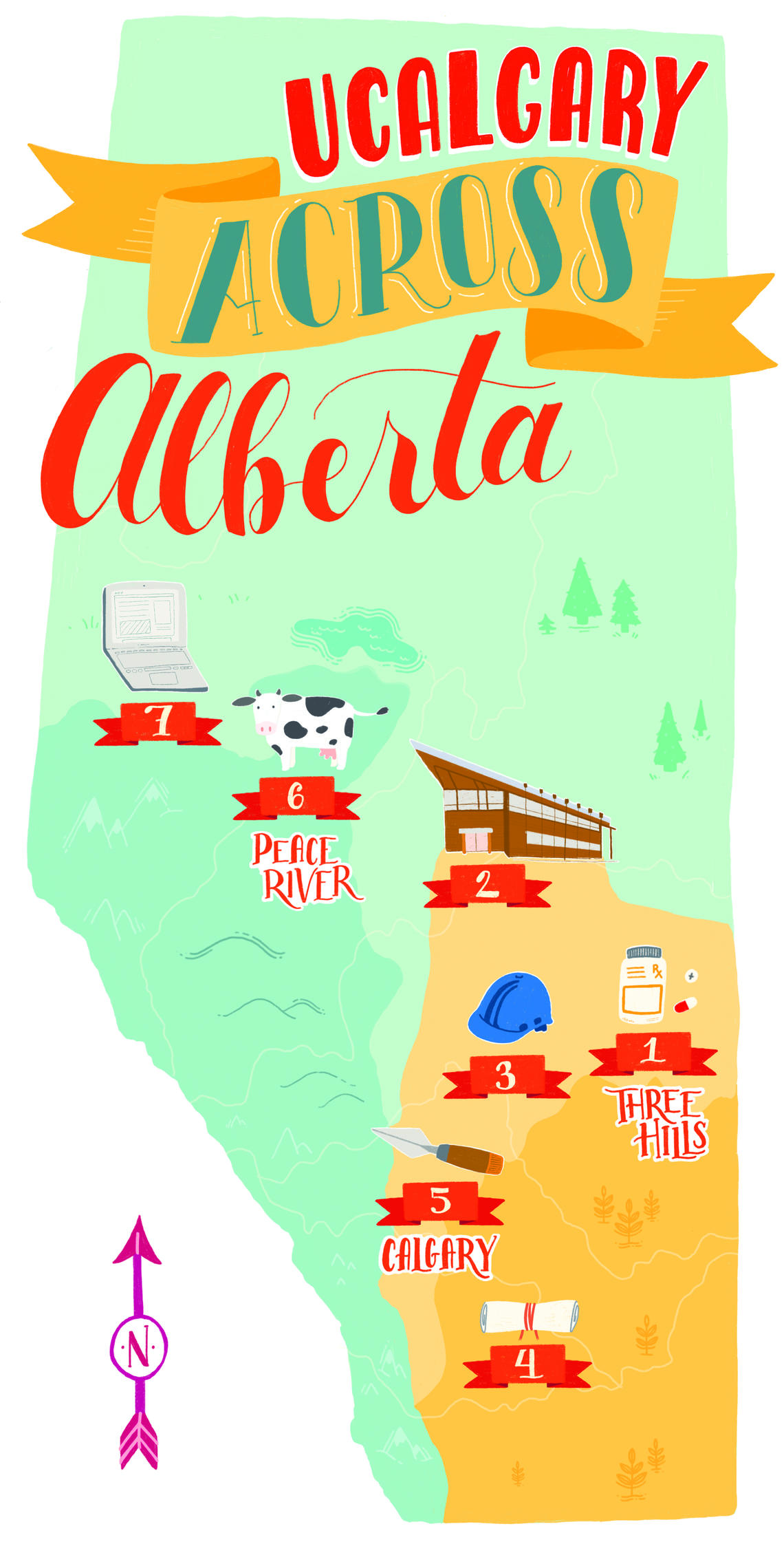 Illustrated map of Alberta