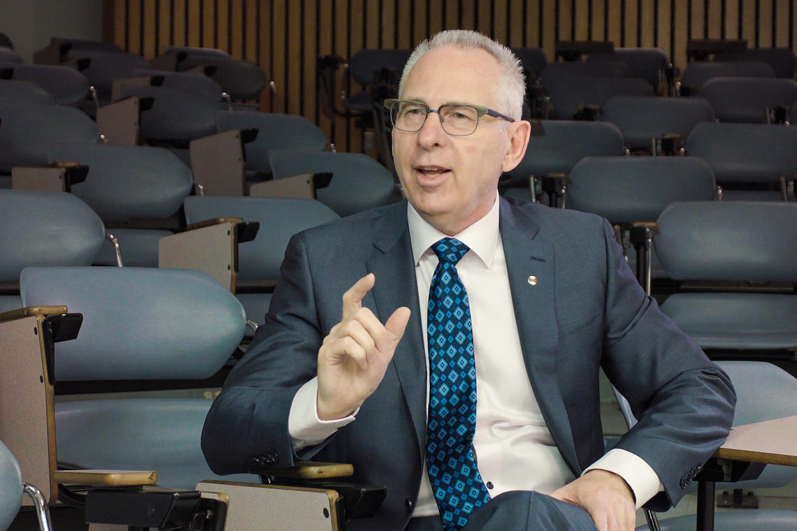 Ed McCauley in lecture hall