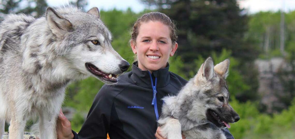 Georgina with her wolves