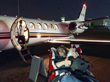 Emergency air medical evacuation of Russell from Yangon to Bangkok for medical treatment.