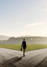woman at a crossroad