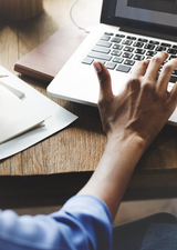 woman working on laptop