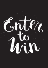 Black background with words saying "enter to win", written in cursive