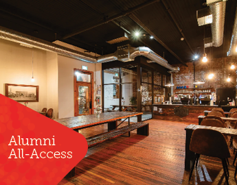 coffee house with alumni all access tag