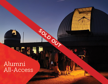 Rothney astrophysical observatory with all access logo and "sold out" banner in red across it