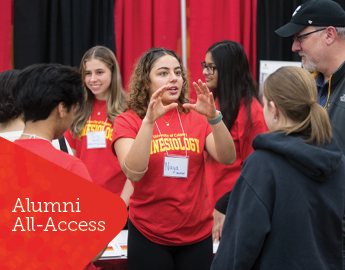 ucalgary student discussing with open house participants