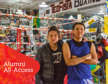 Two subjects from Warrior Fathers in a boxing ring.