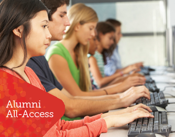 Students working in a computer lab.